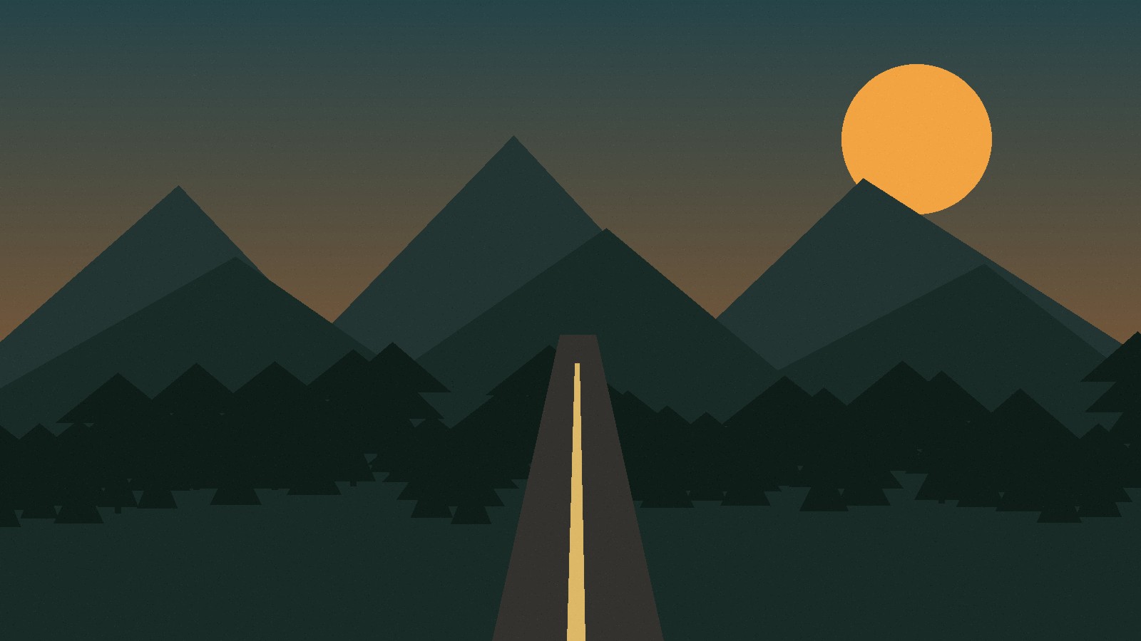 Quiet backroad through the landscape